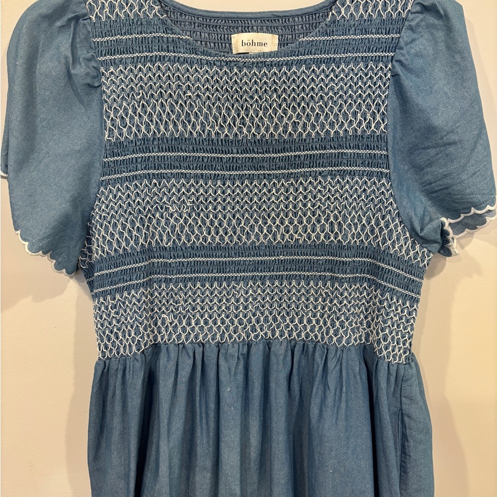 Bohme Blue Smocked Maxi Sundress NEW Never Worn XL